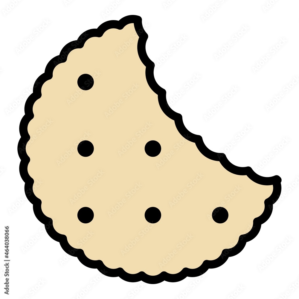 Poster bitten cookie icon. outline bitten cookie vector icon color flat isolated