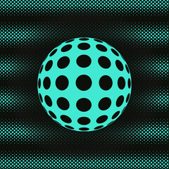surfing sphere on dots ripples in blue black shades
