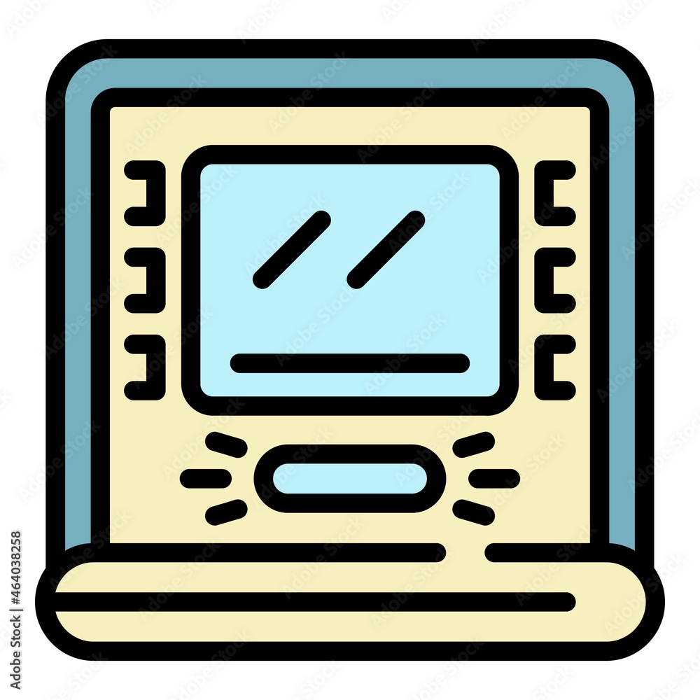 Poster atm icon. outline atm vector icon color flat isolated
