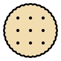 Baked cookie icon. Outline baked cookie vector icon color flat isolated