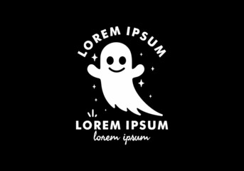 Line art illustration of halloween ghost