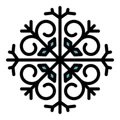 Snowflake icon. Outline snowflake vector icon color flat isolated