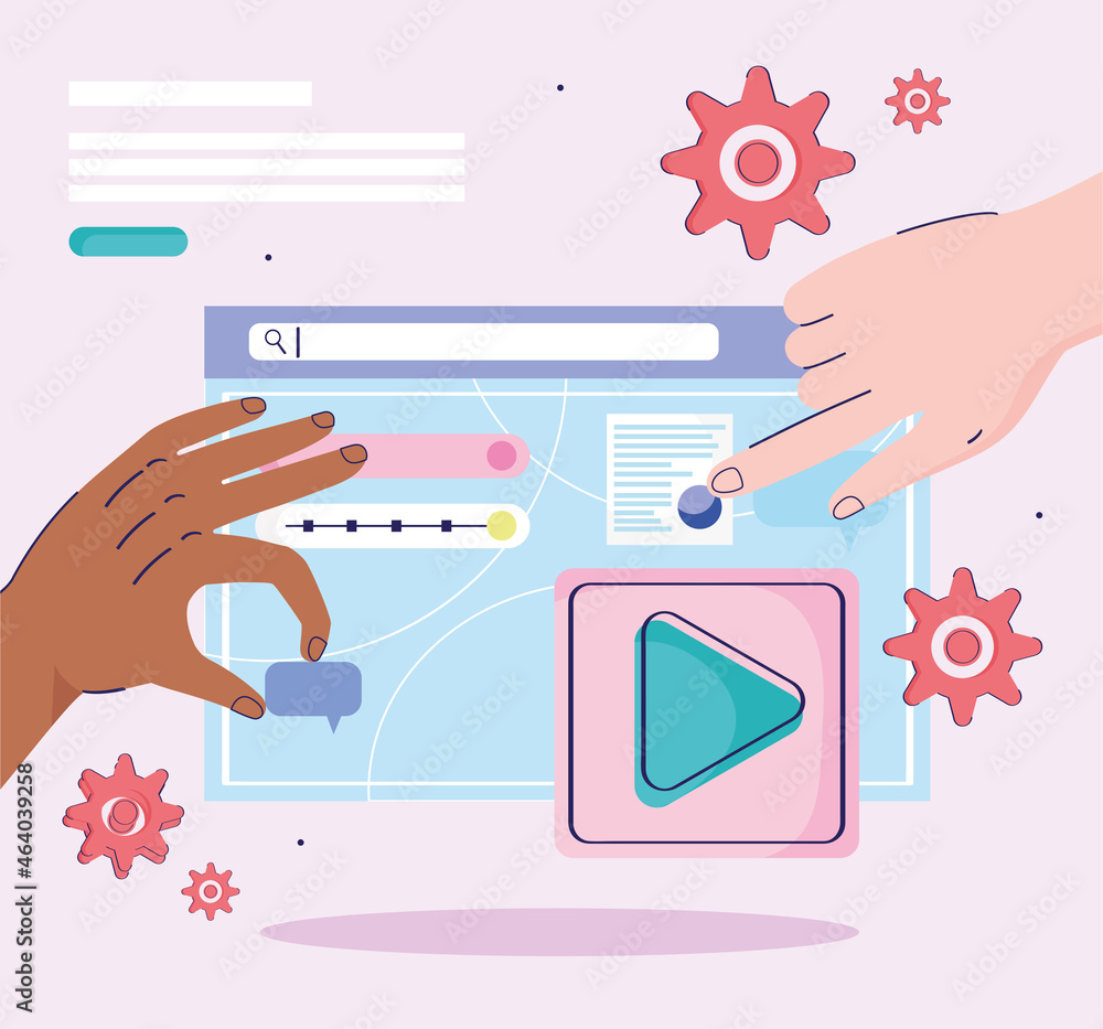 Poster hands designing webpage