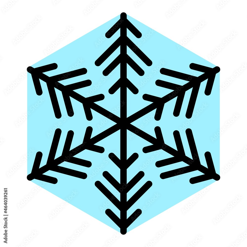 Wall mural Star snowflake icon. Outline star snowflake vector icon color flat isolated