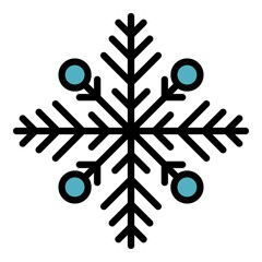 Frost snowflake icon. Outline frost snowflake vector icon color flat isolated