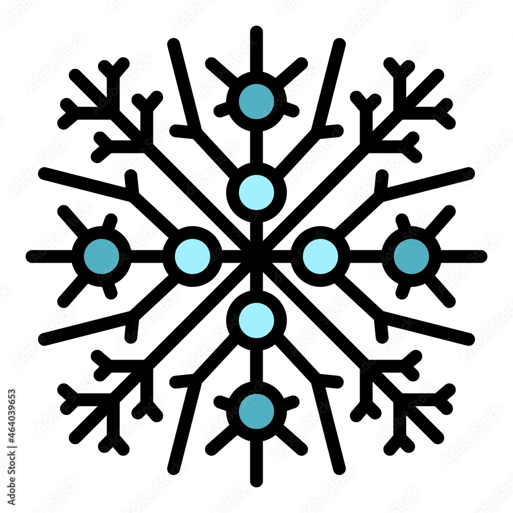 Poster graphic snowflake icon. outline graphic snowflake vector icon color flat isolated