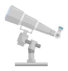Telescope cartoon icon. Astronomy stars observation Science research equipment illustration.