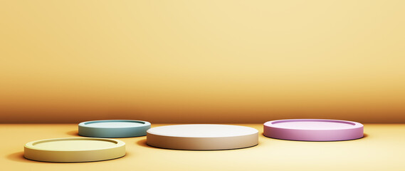 3D rendering of blank product background for backdrop fashion and cream cosmetics decorations. Modern blank podium background for luxury product.