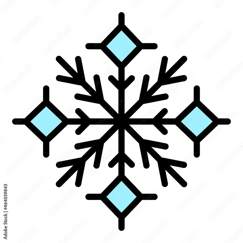 Poster snowflake element icon. outline snowflake element vector icon color flat isolated