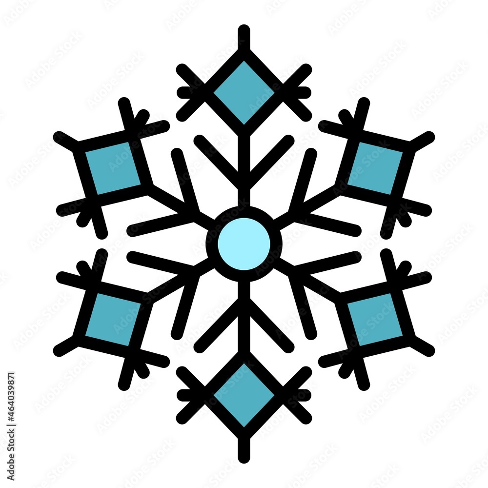 Poster xmas snowflake icon. outline xmas snowflake vector icon color flat isolated