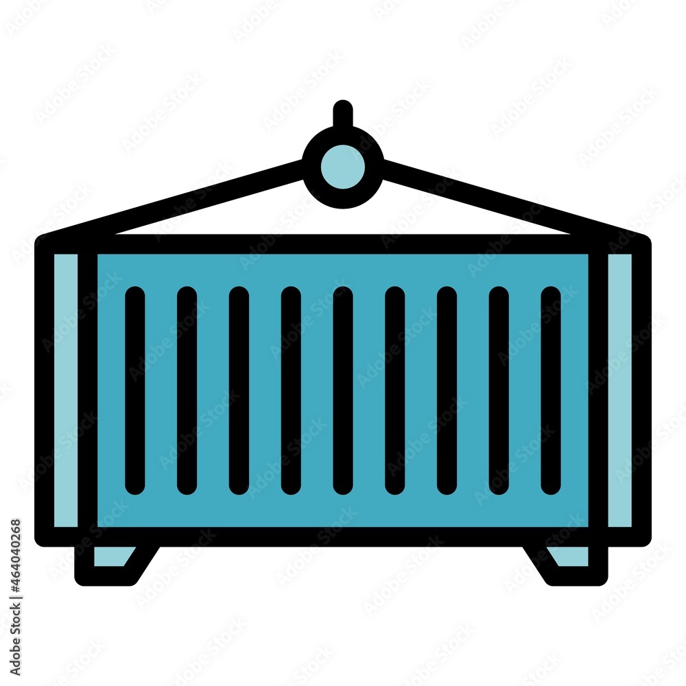 Poster export cargo container icon. outline export cargo container vector icon color flat isolated