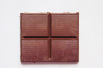 dark chocolate on a plate on white background close up 