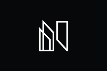 Logo design of N in vector for construction, home, real estate, building, property. creative elegant Monogram. Premium Business home logo icon. White color on black background.