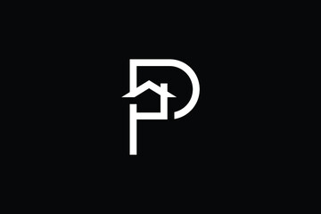 Logo design of P in vector for construction, home, real estate, building, property. creative elegant Monogram. Premium Business home logo icon. White color on black background.