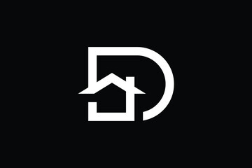 Logo design of D in vector for construction, home, real estate, building, property. creative elegant Monogram. Premium Business home logo icon. White color on black background.