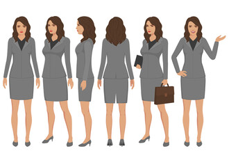 Set of cartoon businesswomen character vector design