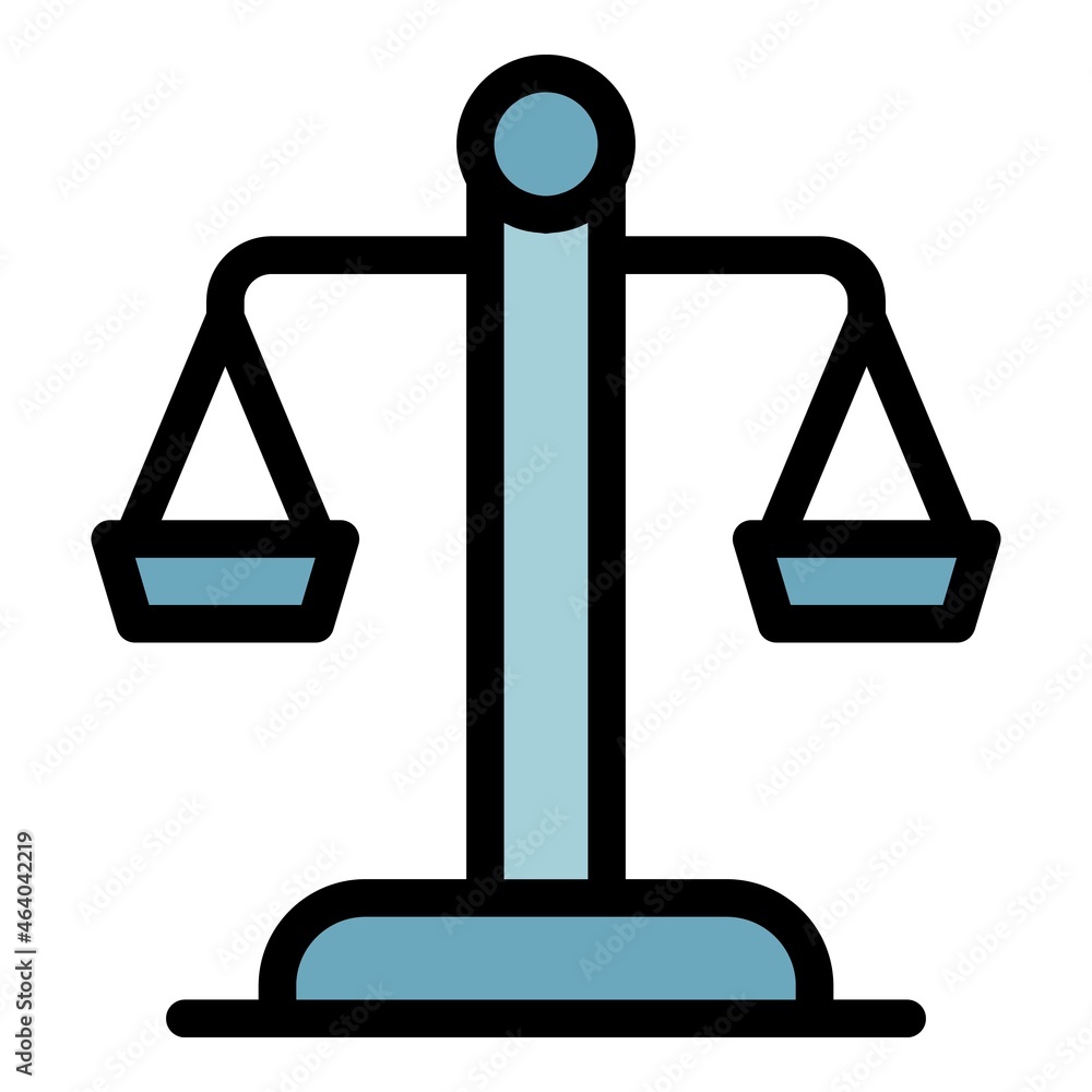 Poster judge balance icon. outline judge balance vector icon color flat isolated