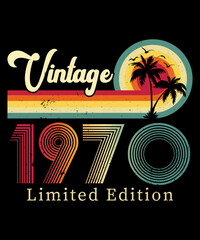 Vintage 1970 Birthday T-shirt Design	 - obrazy, fototapety, plakaty