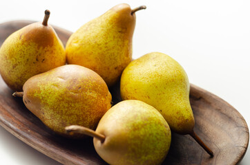 Ripe and sweet pears from an organic farm, natural and healthy food,