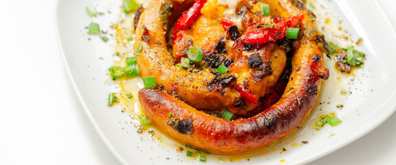 Gluten free extremely hot chilli pork sausages, and chilli cheese melts