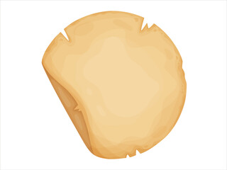 Circle parchment. Old paper scroll. Vintage letter, certificate, treasure map or historical document. Illustration isolated on white background.