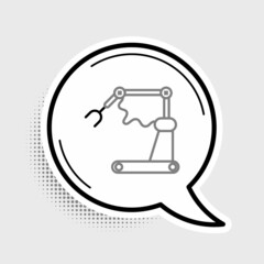 Line Industrial machine robotic robot arm hand factory icon isolated on grey background. Industrial robot manipulator. Colorful outline concept. Vector