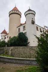 Fototapeta na wymiar Konopiste castle on dark autumn day, Czechia