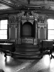 Venice, Italy, January 27, 2020, evocative image of the interior of the hall of the
prayer of one of the three synagogues inside the ancient ghetto of the city