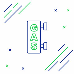 Line Gas filling station icon isolated on white background. Transport related service building Gasoline and oil station. Colorful outline concept. Vector