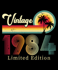 Vintage 1984 Birthday T-shirt Design - obrazy, fototapety, plakaty