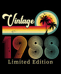 Vintage 1988 Birthday T-shirt Design - obrazy, fototapety, plakaty