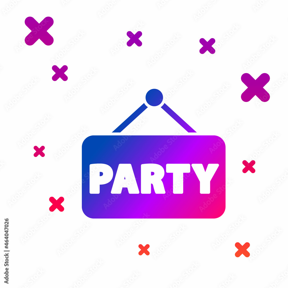 Poster Color Signboard party icon isolated on white background. Gradient random dynamic shapes. Vector