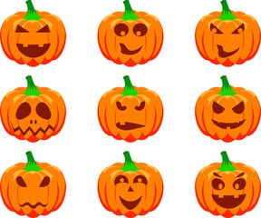 Orange pumpkin illustration isolated on white background.