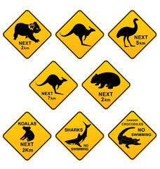 australian roadsigns set