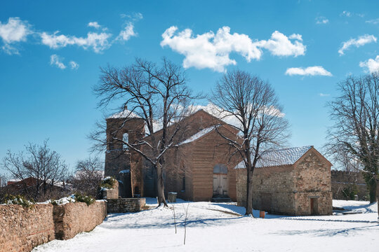 Medieval orthodox monastery at winter in Telavi Georgia