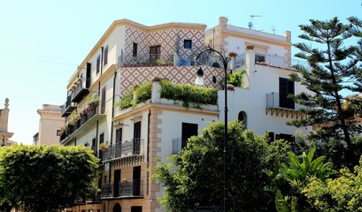 Historic center of Palermo in Italy with its palaces and picturesque streets,
external facade of a building