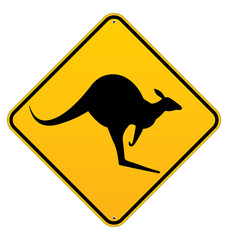classic australian kangaroo roadsign