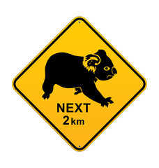 koala australian road sign - obrazy, fototapety, plakaty