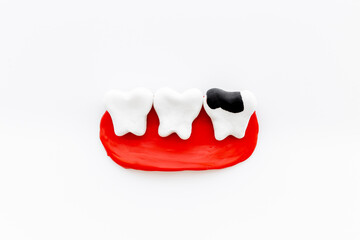 Obraz premium Teeth health and dental care. Caries and plaque concept