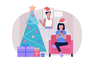 Illustration of Christmas and happy new year theme