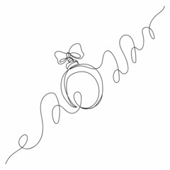 Vector continuous one single line drawing of christmas ball bauble an symbol 2022 years in silhouette on a white background. Linear stylized.