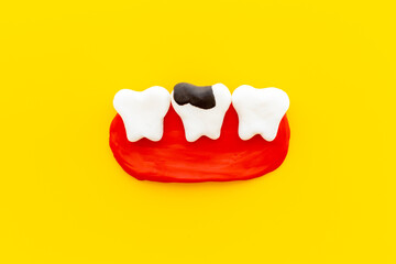 Teeth health and dental care. Caries and plaque concept