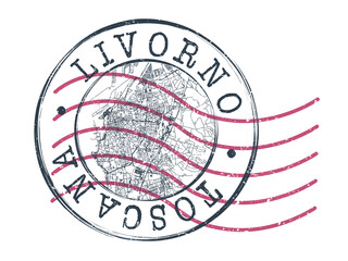 Livorno, Province of Livorno, Italy Stamp Map Postal. Silhouette Seal Roads and Streets. Passport Round Design. Vector Icon. Design Retro Travel National Symbol.