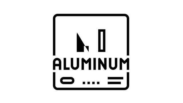 aluminium chemical material animated line icon. aluminium chemical material sign. isolated on white background