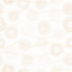 Pastel spiral linear circles and polka dots seamless pattern. Geometric background. Vector