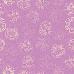 Pastel spiral linear circles and polka dots seamless pattern. Geometric background. Vector