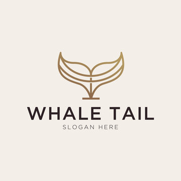 Abstract whale tail logo in gold luxury style