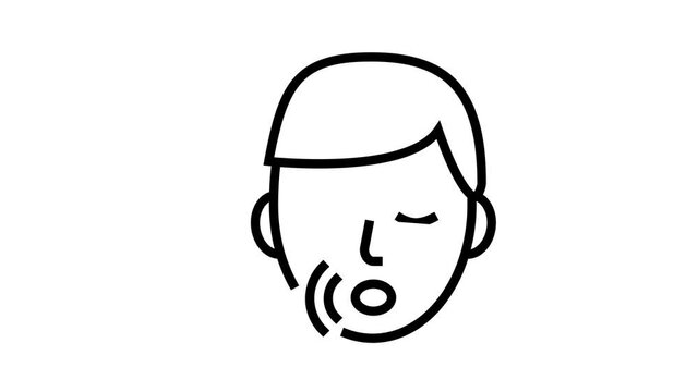 snore disease animated line icon. snore disease sign. isolated on white background