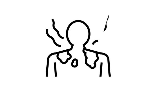 sunburn skin disease animated line icon. sunburn skin disease sign. isolated on white background