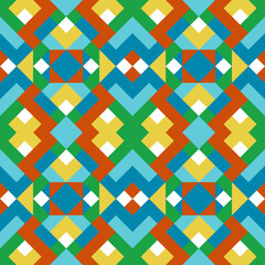 Abstract seamless geometric pattern in vector. Simple colorful texture. Background in red, yellow, green and blue colors